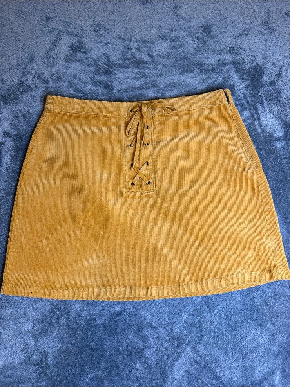 SO Corduroy Lace-Up Mini Skirt in Mustard Yellow